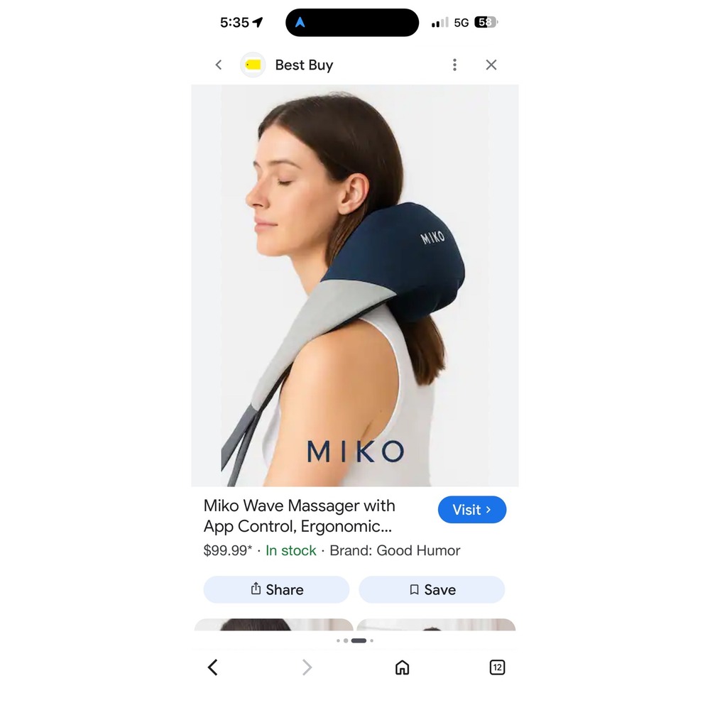 Miko Wave Smart Shoulder Massager with App Control and Heat Navy Blue Grey NIB